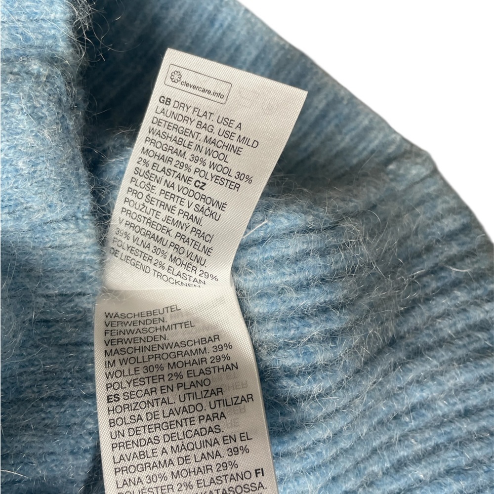 Paris Atelier & Other Stories Light Blue Wool Blend Cardigan Apple Button Small - Picture 5 of 5